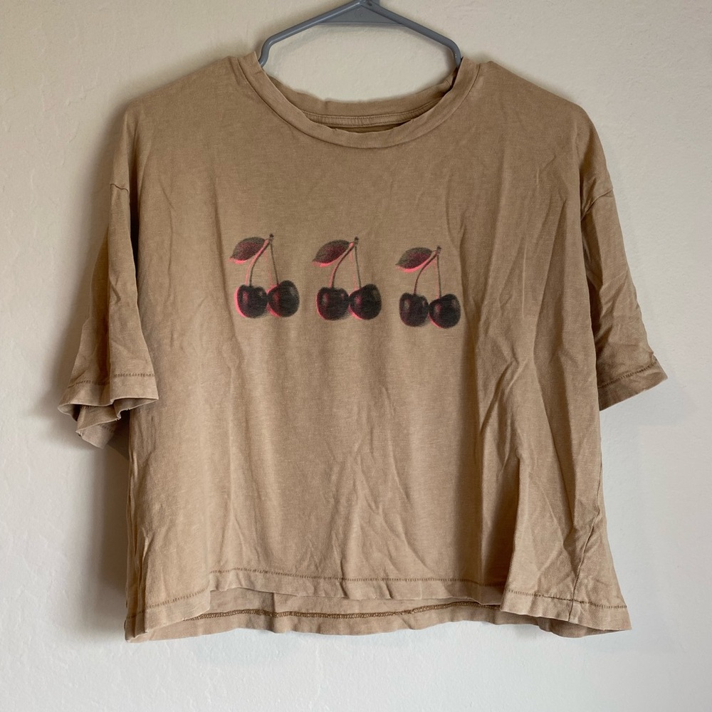 Aerie cherry cropped tee